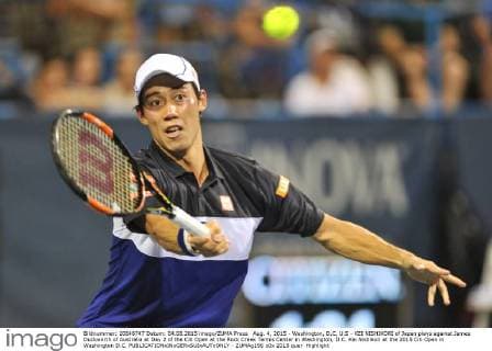 Aug. 4, 2015 - Washington, D.C, U.S - KEI NISHIKORI of Japan plays against James Duckworth of Australia at Day 2 of the Citi Open at the Rock Creek Tennis Center in Washington, D.C. Kei Nishikori at the 2015 Citi Open in Washington D.C. - ZUMAg196