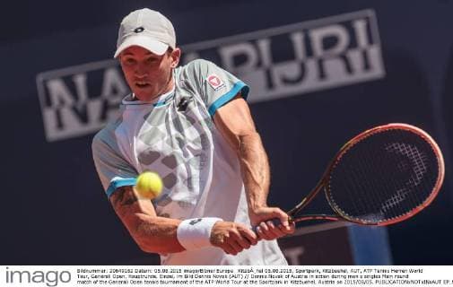 KitzbÂ¸hel 05.08.2015, Sportpark, Kitzbuehel, AUT, ATP Tennis Herren World Tour, Generali Open, Hauptrunde, Einzel, im Bild Dennis Novak (AUT) Dennis Novak of Austria in action during men s singles Main round match of the Generali Open tennis tournament of the ATP World Tour at the Sportpark in Kitzbuehel, Austria on 2015 08 05.  EP_fei  