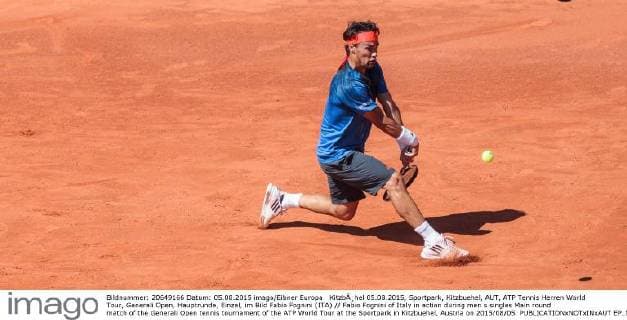 KitzbÂ¸hel 05.08.2015, Sportpark, Kitzbuehel, AUT, ATP Tennis Herren World Tour, Generali Open, Hauptrunde, Einzel, im Bild Fabio Fognini (ITA) Fabio Fognini of Italy in action during men s singles Main round match of the Generali Open tennis tournament of the ATP World Tour at the Sportpark in Kitzbuehel, Austria on 2015 08 05.  EP_fei  