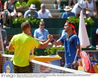 TENNIS - ATP Tennis Herren Generali Open 2015 KITZBUEHEL,AUSTRIA,06.AUG.15 - TENNIS - ATP World Tour, Generali Open. Image shows Philipp Kohlschreiber (GER) and Fabio Fognini (ITA). GEPAxpictures xHansxOsterauer