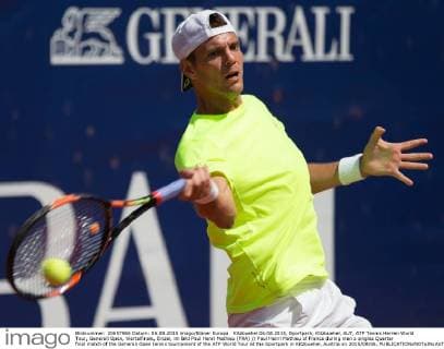 Kitzbuehel 06.08.2015, Sportpark, Kitzbuehel, AUT, ATP Tennis Herren World Tour, Generali Open, Viertelfinale, Einzel, im Bild Paul Henri Mathieu (FRA) Paul Henri Mathieu of France during men s singles Quarter final match of the Generali Open tennis tournament of the ATP World Tour at the Sportpark in Kitzbuehel, Austria on 2015 08 06.  EX_GRO  