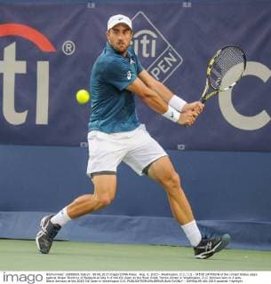 Aug. 6, 2015 - Washington, D.C, U.S - STEVE JOHNSON of the United States plays against Grigor Dimitrov of Bulgaria at Day 4 of the Citi Open at the Rock Creek Tennis Center in Washington, D.C. Johnson won in 3 sets. Steve Johnson at the 2015 Citi Open in Washington D.C. - ZUMAg196