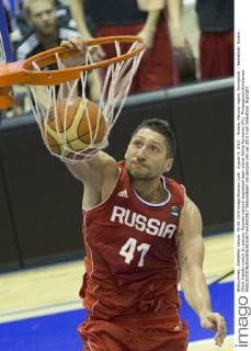 August 4, 2015. - Russia, Moscow region, Novogorsk. - Basketball. Russia - China friendly match. In picture: Russian national basketball team player Nikita Kurbanov (41). PhotoagencyxInterpress 