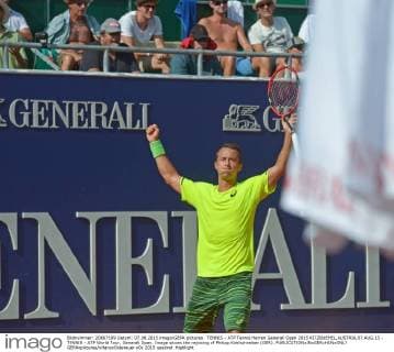 TENNIS - ATP Tennis Herren Generali Open 2015 KITZBUEHEL,AUSTRIA,07.AUG.15 - TENNIS - ATP World Tour, Generali Open. Image shows the rejoicing of Philipp Kohlschreiber (GER). GEPAxpictures xHansxOsterauer