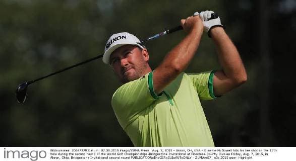 Aug. 7, 2015 - Akron, OH, USA - Graeme McDowell hits his tee shot on the 17th hole during the second round of the World Golf Championships-Bridgestone Invitational at Firestone County Club on Friday, Aug. 7, 2015, in Akron, Ohio. Bridgestone Invitational second round - ZUMAm67_