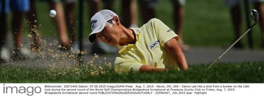 Aug. 7, 2015 - Akron, OH, USA - Danny Lee hits a shot from a bunker on the 10th hole during the second round of the World Golf Championships-Bridgestone Invitational at Firestone County Club on Friday, Aug. 7, 2015. Bridgestone Invitational second round - ZUMAm67_