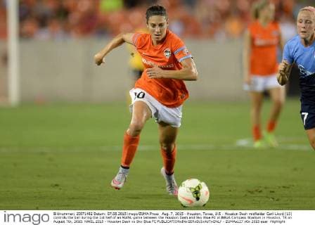 Aug. 7, 2015 - Houston, Texas, U.S - Houston Dash midfielder Carli Lloyd (10) controls the ball during the 1st half of an NWSL game between the Houston Dash and Sky Blue FC at BBVA Compass Stadium in Houston, TX on August 7th, 2015. NWSL 2015 - Houston Dash vs Sky Blue FC - ZUMAs127