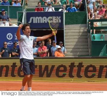 TENNIS - ATP Tennis Herren Generali Open 2015 KITZBUEHEL,AUSTRIA,08.AUG.15 - TENNIS - ATP World Tour, Generali Open. Image shows the rejoicing of Nicolas Almagro (ESP). GEPAxpictures xHansxOsterauer