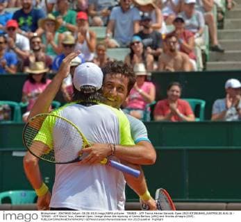 TENNIS - ATP Tennis Herren Generali Open 2015 KITZBUEHEL,AUSTRIA,08.AUG.15 - TENNIS - ATP World Tour, Generali Open. Image shows the rejoicing of Carlos Berlocq (ARG) and Nicolas Almagro (ESP). GEPAxpictures xHansxOsterauer