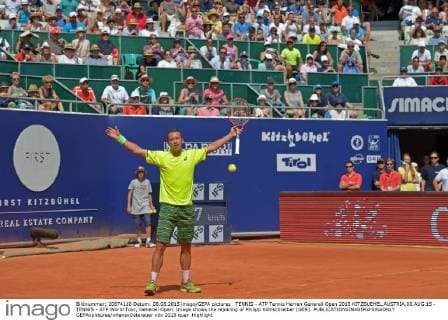 TENNIS - ATP Tennis Herren Generali Open 2015 KITZBUEHEL,AUSTRIA,08.AUG.15 - TENNIS - ATP World Tour, Generali Open. Image shows the rejoicing of Philipp Kohlschreiber (GER). GEPAxpictures xHansxOsterauer
