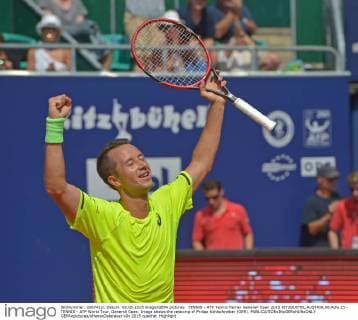 TENNIS - ATP Tennis Herren Generali Open 2015 KITZBUEHEL,AUSTRIA,08.AUG.15 - TENNIS - ATP World Tour, Generali Open. Image shows the rejoicing of Philipp Kohlschreiber (GER). GEPAxpictures xHansxOsterauer