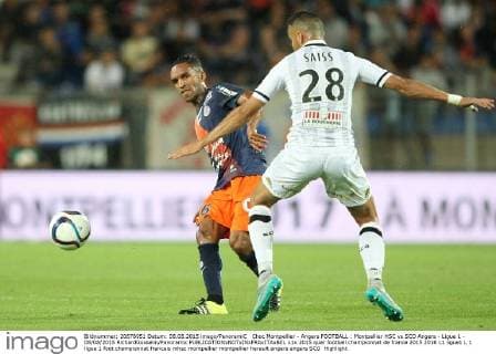 Choc Montpellier - Angers FOOTBALL : Montpellier HSC vs SCO Angers - Ligue 1 - 08 08 2015 RichardGosselin Panoramic 