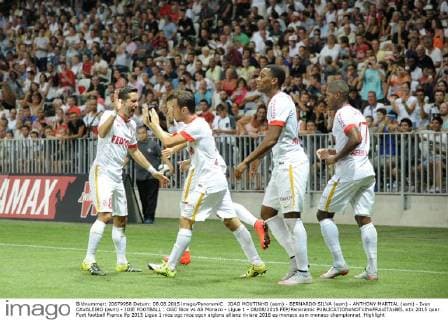 JOAO MOUTINHO (asm) - BERNARDO SILVA (asm) - ANTHONY MARTIAL (asm) - Ivan CAVALEIRO (asm) - JOIE FOOTBALL : OGC Nice vs AS Monaco - Ligue 1 - 08 08 2015 FEP Panoramic 
