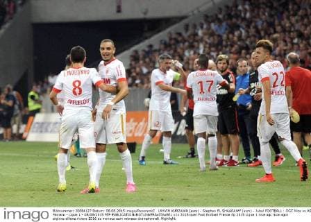 LAYVIN KURZAWA (asm) - Stephan EL SHAARAWY (asm) - Jubel FOOTBALL : OGC Nice vs AS Monaco - Ligue 1 - 08 08 2015 FEP 