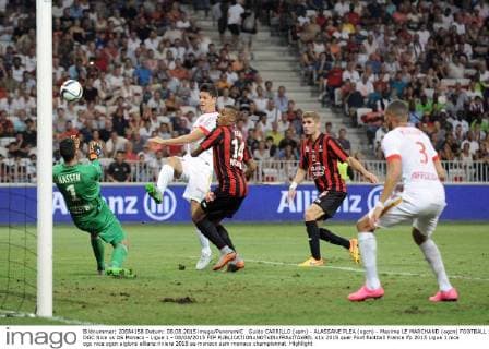 Guido CARRILLO (asm) - ALASSANE PLEA (ogcn) - Maxime LE MARCHAND (ogcn) FOOTBALL : OGC Nice vs AS Monaco - Ligue 1 - 08 08 2015 FEP 