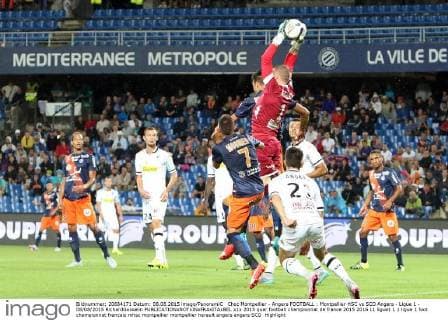 Choc Montpellier - Angers FOOTBALL : Montpellier HSC vs SCO Angers - Ligue 1 - 08 08 2015 RichardGosselin 