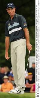 Aktuell Golf, WGC Bridgestone Invitational in Akron Aug. 8, 2015 - Akron, OH, USA - Jim Furyk reacts to missing a birdie putt on the 13th hole during the third round of the World Golf Championships-Bridgestone Invitational at Firestone Country Club in Akron, Ohio, on Saturday, Aug. 8, 2015. World Golf Championships-Bridgestone Invitational, third round - ZUMAm67_