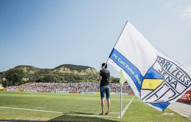 Jena, Deutschland, 09.08.2015: Fußball DFB-Pokal 1. Runde Saison 2015 2016 - FC Carl Zeiss Jena - Hamburger SV. Übersicht, Übersicht, Totale Ernst-Abbe-Sportfeld