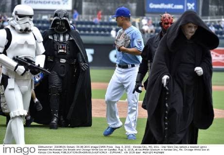 Aug. 9, 2015 - Kansas City, MO, USA - Star Wars Day before a baseball game between the Kansas City Royals and Chicago White Sox on Sunday, Aug. 9, 2015, at Kauffman Stadium in Kansas City, Mo. Chicago White Sox at Kansas City Royals - ZUMAm67_