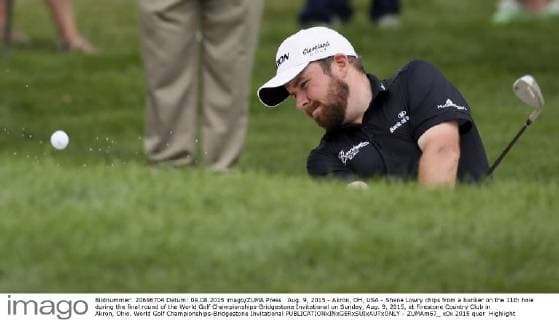 Aug. 9, 2015 - Akron, OH, USA - Shane Lowry chips from a bunker on the 11th hole during the final round of the World Golf Championships-Bridgestone Invitational on Sunday, Aug. 9, 2015, at Firestone Country Club in Akron, Ohio. World Golf Championships-Bridgestone Invitational - ZUMAm67_