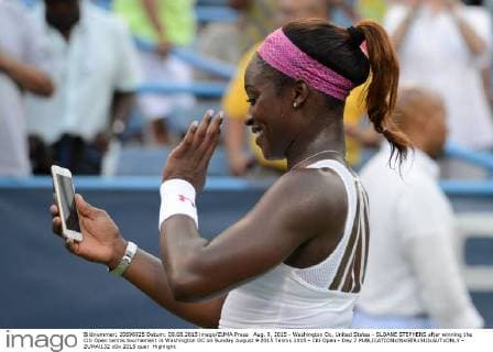Aug. 9, 2015 - Washington Dc, United States - SLOANE STEPHENS after winning the Citi Open tennis tournament in Washington DC on Sunday August 9 2015 Tennis 2015 - Citi Open - Day 7 - ZUMAl132