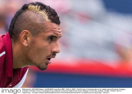 AUG 11, 2015 : Nick Kyrgios of Australia during his match against Fernando Verdasco of Spain in the first round of the Rogers Cup presented by National Bank at the Uniprix Stadium in Montreal, Quebec, Canada. TENNIS: AUG 11 Rogers Cup - Montreal Icon15081132 EDITORIAL USE ONLY