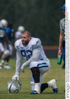 August 10, 2015: Indianapolis Colts outside linebacker Bjoern Werner (92) during the Indianapolis Colts Training Camp practice at Anderson University in Anderson, IN. NFL American Football Herren USA AUG 10 Colts Training Camp Icon1508101320 EDITORIAL USE ONLY