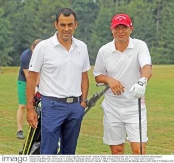 Aktuell Fußball, VfB Stuttgart Golf Cup mit Krassimir Balakow VfB Stuttgart Deutschland, Marhördt, 10.08.2015, 1. Fussball-Bundesliga, Saison 2015 2016, VfB Stuttgart, Golf Cup 2015: v.l. Robin Dutt (Vorstand , Krassimir Balakov.