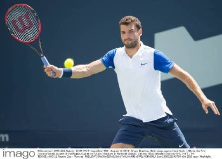 August 12 2015: Grigor Dimitrov (BUL) plays against Jack Sock (USA) in the first round of tennis as part of the Rogers Cup at the Uniprix Stadium in Montreal Quebec, Canada. Sock defeated Dimitrov 5-7, 7-6 5 , 7-5. TENNIS: AUG 12 Rogers Cup - Montreal Icon1508121545784 EDITORIAL USE ONLY