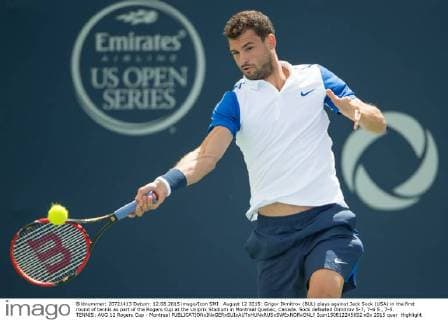 August 12 2015: Grigor Dimitrov (BUL) plays against Jack Sock (USA) in the first round of tennis as part of the Rogers Cup at the Uniprix Stadium in Montreal Quebec, Canada. Sock defeated Dimitrov 5-7, 7-6 5 , 7-5. TENNIS: AUG 12 Rogers Cup - Montreal Icon150812245652 EDITORIAL USE ONLY