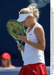 AUG 13, 2015: Daria Gavrilova of Russia reacts after losing a point to Roberta Vinci of Italy during their Round 3 match of the Rogers Cup tournament at the Aviva Centre in Toronto, Ontario, Canada. TENNIS: AUG 13 Rogers Cup - Toronto Icon150813006441 EDITORIAL USE ONLY