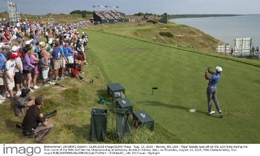 Aug. 13, 2015 - Haven, WI, USA - Tiger Woods tees off on the 12th hole during the first round of the PGA Golf Herren Championship at Whistling Straits in Haven, Wis., on Thursday, August 13, 2015. PGA Championship, first round - ZUMAm67_