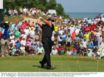 August 13, 2015: Phil Mickelson tees off on hole number two during the first round of the PGA Golf Herren Championship at Whistling Straits in Sheboygan, WI. GOLF: AUG 13 PGA - PGA Championship - First Round Icon150813005 EDITORIAL USE ONLY
