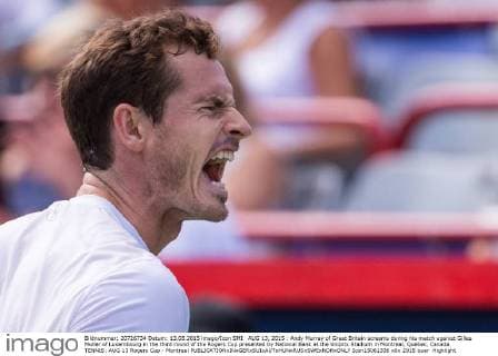AUG 13, 2015 : Andy Murray of Great Britain screams during his match against Gilles Muller of Luxembourg in the third round of the Rogers Cup presented by National Bank at the Uniprix Stadium in Montreal, Quebec, Canada. TENNIS: AUG 13 Rogers Cup - Montreal Icon15081336 EDITORIAL USE ONLY