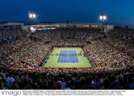 AUG 13, 2015 : General view of the Uniprix Stadium during a match between Rafael Nadal of Spain and Mikhail Youzhny of Russia in the third round of the Rogers Cup presented by National Bank in Montreal, Quebec, Canada. TENNIS: AUG 13 Rogers Cup - Montreal Icon15081379 EDITORIAL USE ONLY