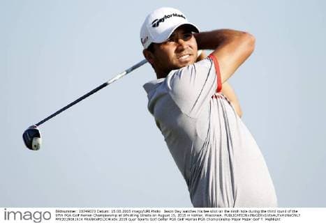 Jason Day watches his tee shot on the ninth hole during the third round of the 97th PGA Golf Herren Championship at Whistling Straits on August 15, 2015 in Kohler, Wisconsin.  FPX2015081514 FRANKxPOLICH
