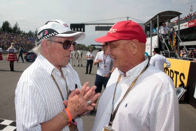 MOTORSPORT - MotoGP, GP of the Czech Republic BRNO,CZECH REPUBLIC,16.AUG.15 - MOTORSPORT, MOTORBIKE - MotoGP, Grand Prix of the Czech Republic, Automotodrom Brno. Image shows Phil Read and chairman of the advisory board Niki Lauda (Mercedes GP). GEPAxpictures xFritzxMueller