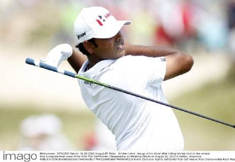 Anirban Lahiri, lets go of his driver after hitting his tee shot on the second hole during the final round of the 97th PGA Golf Herren Championship at Whistling Straits on August 16, 2015 in Kohler, Wisconsin.  FPX2015081605 FRANKxPOLICH