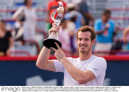 AUG 16, 2015 : Andy Murray of Great Britain defeats Novak Djokovic of Serbia and wins the Rogers Cup in the final round of the Rogers Cup presented by National Bank at the Uniprix Stadium in Montreal, Quebec, Canada. TENNIS: AUG 16 Rogers Cup - Montreal Icon15081639 EDITORIAL USE ONLY