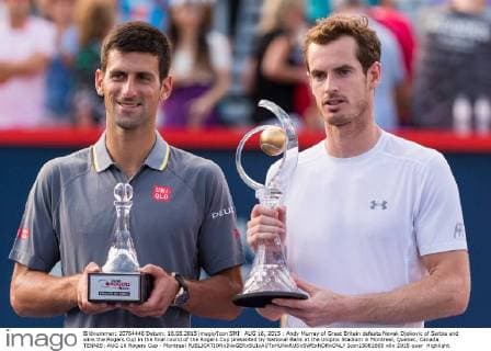 AUG 16, 2015 : Andy Murray of Great Britain defeats Novak Djokovic of Serbia and wins the Rogers Cup in the final round of the Rogers Cup presented by National Bank at the Uniprix Stadium in Montreal, Quebec, Canada. TENNIS: AUG 16 Rogers Cup - Montreal Icon15081665 EDITORIAL USE ONLY