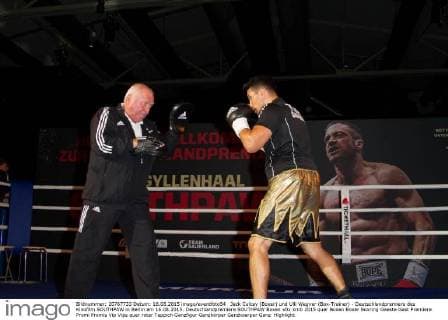 Jack Culcay (Boxer) und Ulli Wegner (Box-Trainer) - Deutschlandpremiere des Kinofilm SOUTHPAW in Berlin am 16.08.2015. Deutschlandpremiere SOUTHPAW