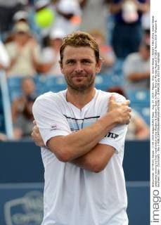 Aug. 17, 2015 - Mason, Ohio, United States - MARDY FISH of the United States celebrates winning his first round match at the Western & Southern Open in Mason Ohio on Monday August 17 2015 Tennis 2015 -Western & Southern Open - Cincinnatti - Day 1 - ZUMAl132