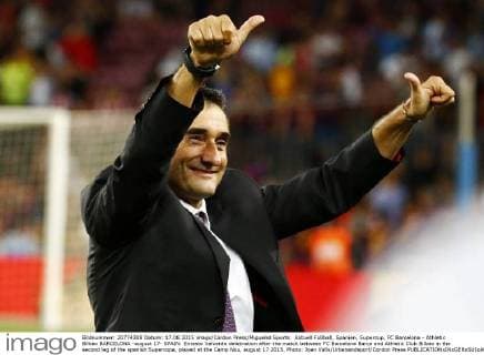 Aktuell Fußball, Spanien, Supercup, FC Barcelona - Athletic Bilbao BARCELONA -august 17- SPAIN: Ernesto Valverde delebration after the match between FC Barcelona Barca and Athletic Club Bilbao in the second leg of the spanish Supercopa, played at the Camp Nou, august 17 2015. Photo: Joan Valls Urbanandsport Cordon Press 