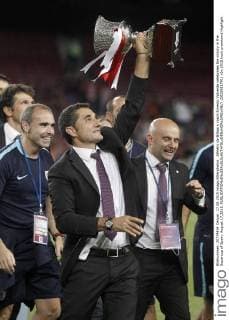 Athletic de Bilbao s coach Ernesto Valverde celebrates the victory in the Supercup of Spain. August 17,2015.  (2015081791)
