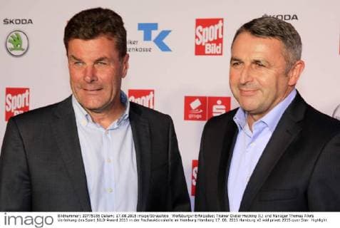 Wolfsburger Erfolgsduo: Trainer Dieter Hecking (l.) und Manager Thomas Allofs Verleihung des Sport BILD-Award 2015 in der Fischauktionshalle im Hamburg Hamburg 17. 08. 2015 Hamburg