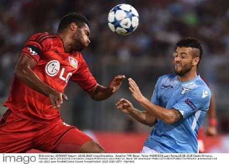 Jonathan TAH Bayer, Felipe ANDERSON Lazio Roma 18-08-2015 Stadio Olimpico, Football Calcio 2015 2016 Champions League Preliminary Lazio Rom vs. Bayer 04 Leverkusen andreaxstaccioli