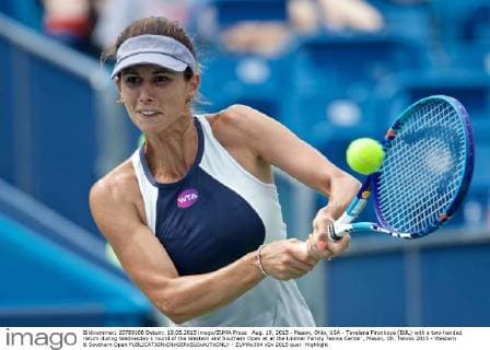 Aug. 19, 2015 - Mason, Ohio, USA - Tavelana Pironkova (BUL) with a two-handed return during Wednesday s round of the Western and Southern Open at at the Lindner Family Tennis Center , Mason, Oh. Tennis 2015 - Western & Southern Open - ZUMAs304
