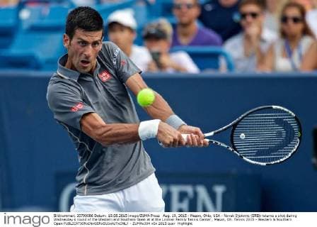 Aug. 19, 2015 - Mason, Ohio, USA - Novak Djokovic (SRB) returns a shot during Wednesday s round of the Western and Southern Open at at the Lindner Family Tennis Center , Mason, Oh. Tennis 2015 - Western & Southern Open - ZUMAs304