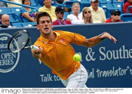Aug. 19, 2015 - Mason, Ohio, USA - Novak Djokovic (SRB) hits a shot along the baseline during Wednesday s round of the Western and Southern Open at at the Lindner Family Tennis Center , Mason, Oh. Tennis 2015 - Western & Southern Open - ZUMAs304