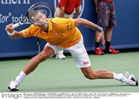 Aug. 19, 2015 - Mason, Ohio, USA - Novak Djokovic (SRB) flips a shot back from the baseline during Wednesday s round of the Western and Southern Open at at the Lindner Family Tennis Center , Mason, Oh. Tennis 2015 - Western & Southern Open - ZUMAs304